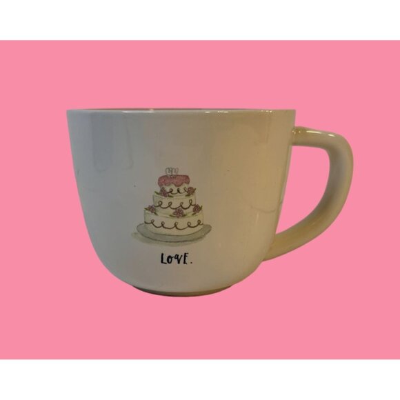 Rae Dunn Artisan Wedding Collection Pink & White LOVE Wedding Cake Coffee Mug - Picture 1 of 7